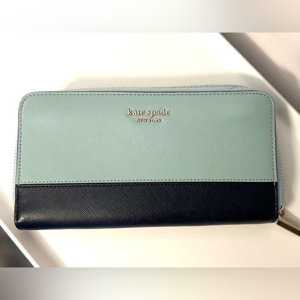 Kate Spade Cameron Large Light and Dark Blue Continental Wallet